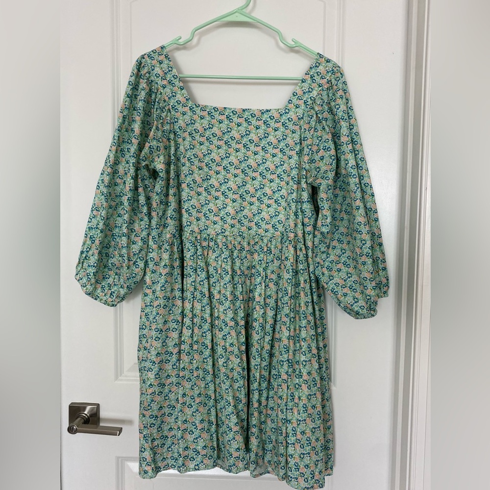 The Impeccable Pig green floral mini dress